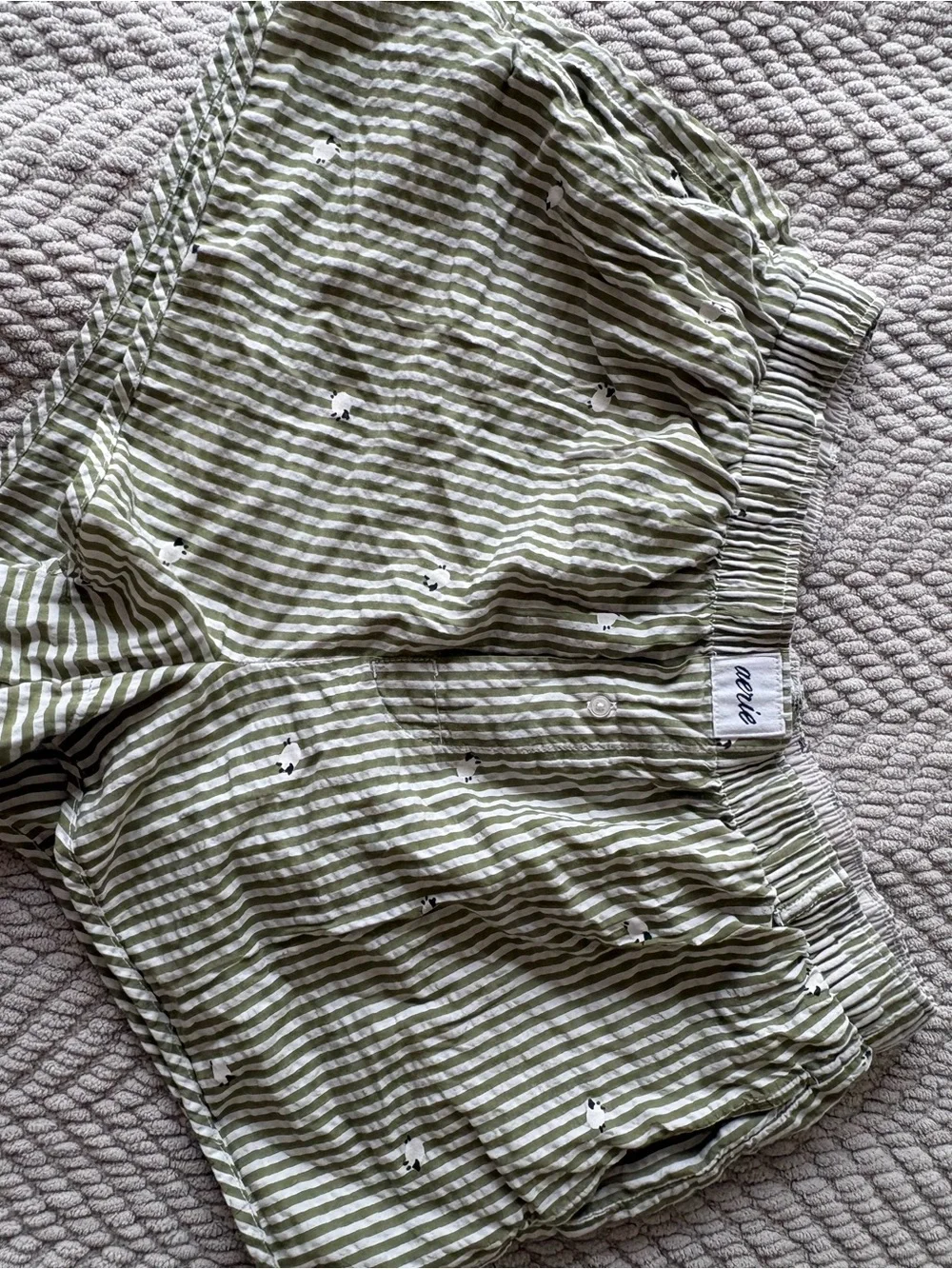 aerie counting sheep Olive and White Striped Button-Front Top - Picture 2 of 3